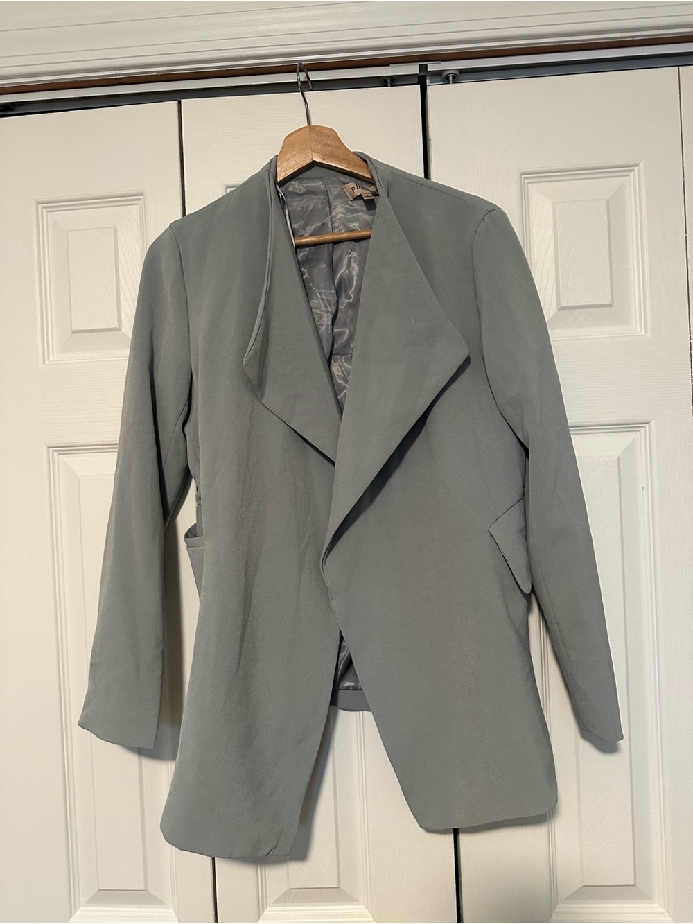 Philosophy Soft Gray Draped Open-Front Blazer